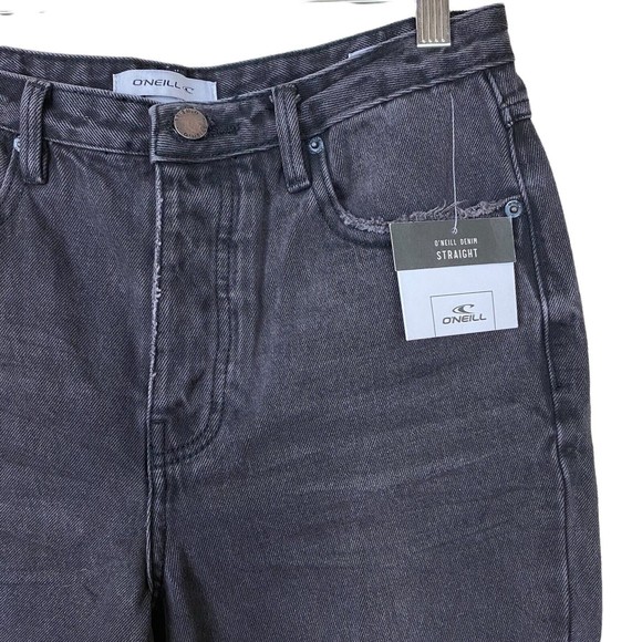 O’NEILL  jeans women’ High Rise denim gray/black Flayed Straight Crop Sz#28 NWT - Picture 2 of 12